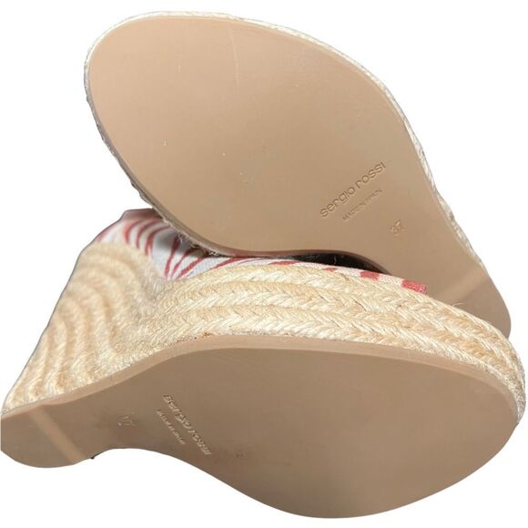 NIB Sergio Rossi Tiger Print Canvas Wedge Sandals - Picture 7 of 14